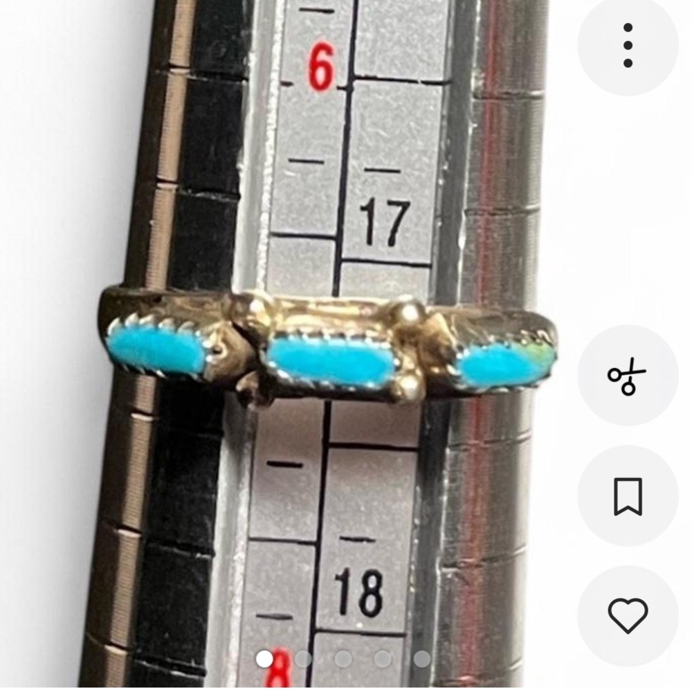 Sterling Silver & Turquoise Stackable Ring, 7 - image 1